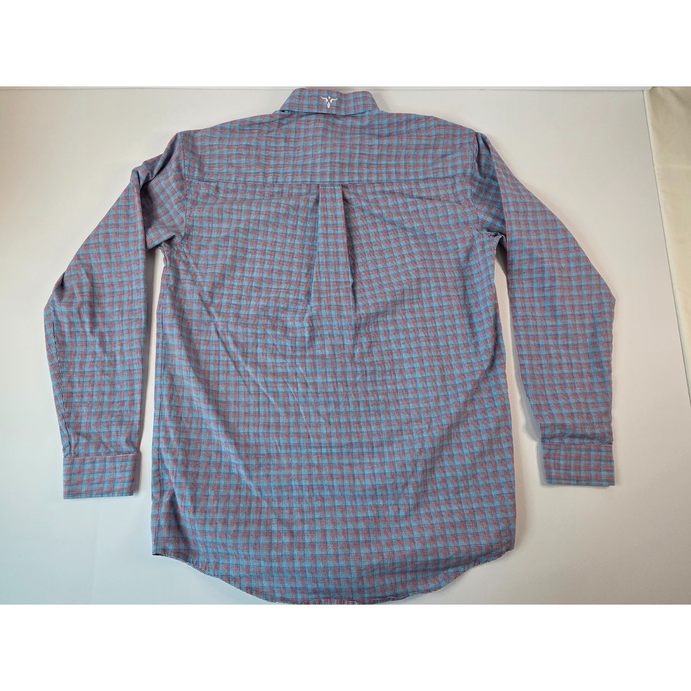 Wrangler 20X Shirt Mens Medium Blue Red Plaid Advanced Comfort Western Cowboy - Picture 3 of 7